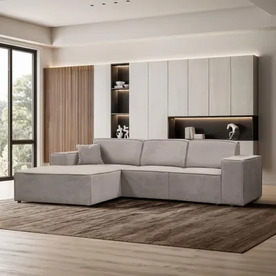 Produktbild von Ecksofa PEDRO L Dunkelbeige, 267x170 cm, Sofa L-form Breite Ottomane links, ohne Schlaffunktion