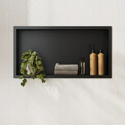 Produktbild von SONNI Duschnische 60x30x10cm schwarzes Unterputz-Nischenregal aus Edelstahl