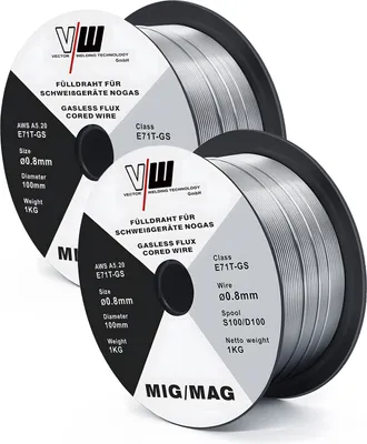 Produktbild von VECTOR WELDING MIG MAG Schweißdraht Fülldraht  E71T-GS Ø 0,8 mm 2 KG 2er Set je 1 kg NoGas