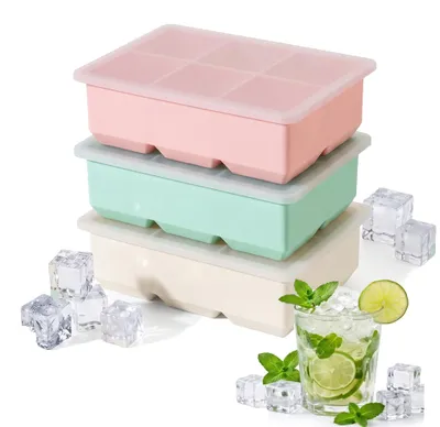 Eiswürfelform aus Silikon, 3 Stück, mit Deckel, stapelbar