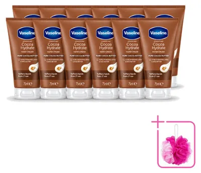 Productafbeelding van 12 x Vaseline Intensive Care Cacao Hydraterende Handcrème - 75 ml - Voordeelverpakking - 12 stuks