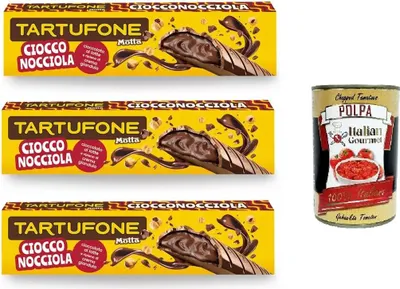 Produktbild von Motta Tartufone Ciocco Nocciola Barra di Cioccolato a Latte e Nocciole Tartufone Chocolate Haselnuss-Milchschokolade und Haselnuss-Riegel 3x 150 g+ Italian Gourmet polpa 400g