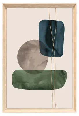 Image de Tableau mural encadré galets abstraits zen 40x60 cm, Tableau mural moderne pour décoration intérieure