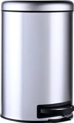 Image de Poubelle Relaxdays, 12 litres, seau intérieur amovible en plastique, pédale, cuisine, salle de bains, poubelle à pédale, acier, argent