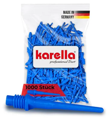 Produktbild von Karella Profi Dartspitzen Keypoint-Special,  Germany, 1000 Stück, 2BA Gewinde, extrem formstabile Softdart „Ersatzspitzen“ aus Spezialkunststoff, Soft Tips, in blau