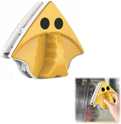 Imagen del producto de Limpiacristales magnético, de doble cara, color amarillo, para uso en interiores y exteriores