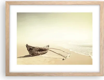 Produktbild von Gerahmtes Poster - Rahmen in heller Eiche - £ódŸ Wrack Meer - 40x30 cm - Wand Bild - Wanddeko - Wandbilder - Kunstposter - Wandposter - Bilderrahmen - Bilder - Kunstdruck - P2NAA40x30-5123