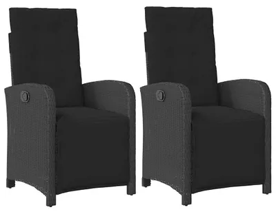 Produktbild von vidaXL Gartensessel mit Fußteil 2 Stk. Verstellbar Schwarz Poly Rattan