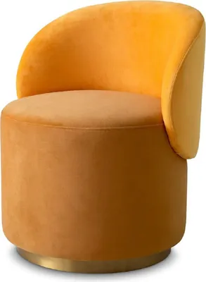 Produktbild von Casa Padrino Luxus Samt Esszimmer Stuhl Dunkelgelb / Gelb / Messing 60 x 55 x H. 73,5 cm - Drehstuhl mit edlem Samtsoff - Esszimmer Möbel - Luxus Möbel - Luxus Qualität