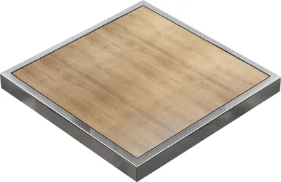 Produktbild von BRASIL | Gastro Tischplatte | B:T 70 x 70 cm | Eiche | Chrom Rand | Quadratisch | Gastro Tischplatte