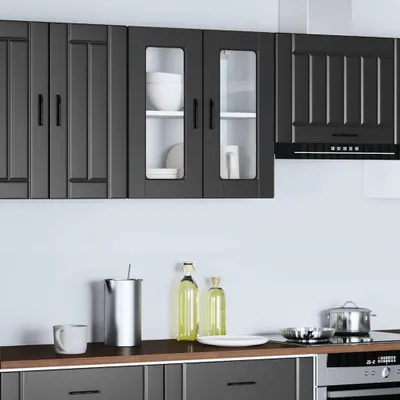Produktbild von vidaXL Küchen-Hängeschrank mit Glastür Porto Schwarz