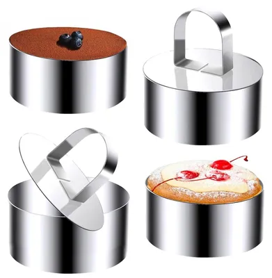 4 Dessertringe 8 cm Edelstahl mit Ausstecher, rund