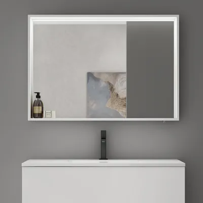 Image de doporro Armoire Murale Salle de Bains avec Miroir LED Placard de Rangement Compartiment Ouvert Blanc Mat en Bois Armoire de Toilette 100x12x70 cm Spiegelschrank 01
