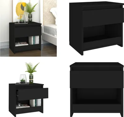 Obrázok produktu pre vidaXL Nočný stolík čierny 40x30x39 cm materiál na báze dreva - Nočný stolík - Nočné stolíky - Nočný stolík - Nočné stolíky