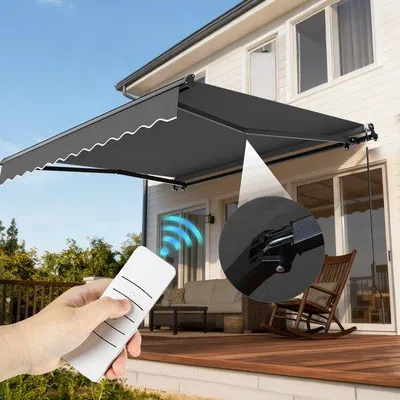 Obrázok produktu pre Elektrická žalúzia s diaľkovým ovládaním, rozmery 2,5 x 2 m, sivá, kazetový systém