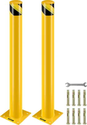 Zdjęcie produktu dla VEVOR 2 szt. 107 cm słupek parkingowy z barierką ochronną, 20 x 20 cm słupek parkingowy z barierką ochronną, słupek parkingowy z rurką drogową, odpowiedni do obszarów wewnętrznych i zewnętrznych, parkingów