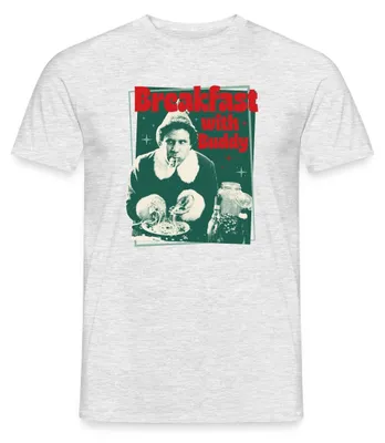 Produktbild von Spreadshirt Buddy Der Weihnachtself Breakfast With Buddy Männer T-Shirt, XXL, Grau meliert