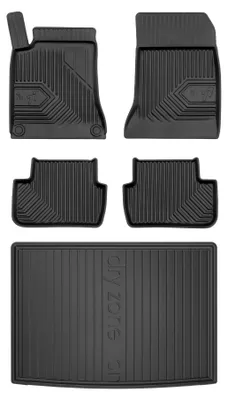 Image de Tapis en caoutchouc + bac de coffre pour Mercedes-Benz Klasa B W246 2011-2018 (monospace, plancher bas) – 5 pièces, noirs, sur mesure