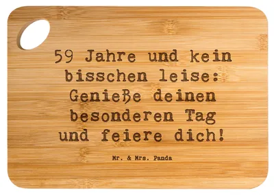Produktbild von Mr. & Mrs. Panda Schneidebrett Spruch 59. Geburtstag Feier - Transparent - Geschenk, Frühstücksbrettchen, Jubiläum, Frühstücksbrett, Brett, Happy Birthday, Alter, Freude