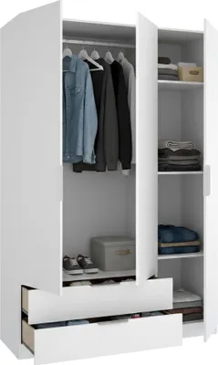 Image de Mayos - Armoire 3 Portes, 51x137 cm Blanc, Portemanteau