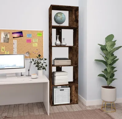 Produktbild von vidaXL Bücherregal Räuchereiche 45x24x160 cm Holzwerkstoff - Bücherregal - Bücherregale - Bücherschrank - Raumteiler