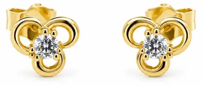Produktbild von Trefoil Solitaire – Kleeblatt-Ohrstecker mit Zirkonia aus 750 Gold
