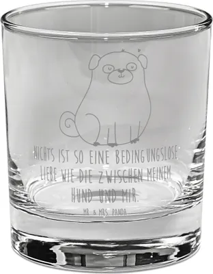 Produktbild von Mr. & Mrs. Panda Glas Mops - Transparent - Geschenk, Liebe, Tumbler, Pure, Cocktailglas, Tierliebhaber, Hund, Knuffig, Longdrinkglas, Gin, für