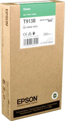 Produktbild von Epson T913B Green Ink Cartridge (200ml), Standardertrag, Grün, Tinte auf Pigmentbasis, 200 ml, 1 Stück(e), Einzelpackung