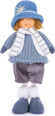 Produktbild von Figur MagicHome Weihnachten, Junge mit blauem Hut, blau, Stoff, 16x10x36 cm