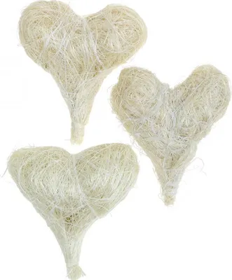 Produktbild von Sisalherzen Deko-Herzen Cremeweiß für Tischdeko Hochzeit Streudeko Valentin 16 Stück