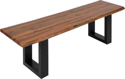 Produktbild von Sitzbank Baumkante 160 cm Cognac massiv Akazie schwarz ESRA