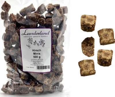 Produktbild von Lunderland Hirsch Minis 500g Leckerli für Hunde 100% Hirschfleich