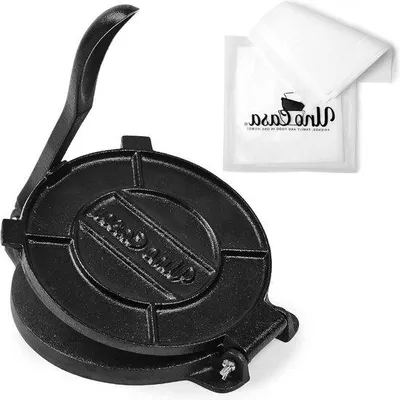Immagine prodotto di Pressa per tortilla in ghisa - Macchina per tortilla con diametro di 20 cm e carta da forno - Pressa per tortilla Uno Casa