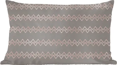 Produktbild von MuchoWow® Zierkissen Sofakissen Wohnzimmer Dekokissen 60x40 cm Muster - Grau - Rosa - Luxus - Kopfkissen - Polster mit Foto