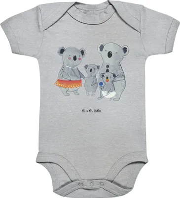 Produktbild von Mr. & Mrs. Panda Strampler Baby Koala Familie 12. - 18. Monat - Heather Grey - Geschenk, babykleidung body, Einteiler, Babybody, Family, Mama, Muttertag, Kinder, Papa