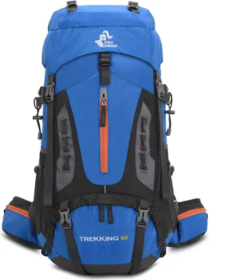 Produktbild von 60L Wasserdichter leichter Wanderrucksack mit Regenschutz, Outdoor Sport Tagesrucksack Reisetasche für Klettern Camping Reisen,Hellblau