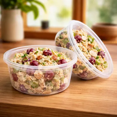 Runde Plastikbehälter mit Deckel, 100 Stück, 250 ml, BPA-frei, stapelbar