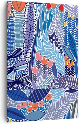 Produktbild von Bild auf Leinwand - Leinwandbild - Einteilig - Blumen Blätter Illustration Tropen - 80x120cm - Wand Bild - Wandbilder - Leinwanddruck - Wanddekoration - Leinwand bilder - Wandbild - PA80x120-2944