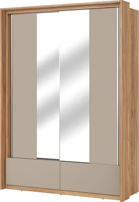 Produktbild von Kleiderschrank 159 cm mit Türdämpfung in Eiche mit beige ISPARTA-83