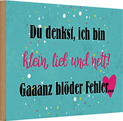 Produktbild von Holzschild Spruch 30x20cm du denkst ich bin klein lieb