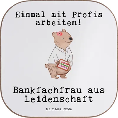 Produktbild von Mr. & Mrs. Panda Untersetzer für Gläser Bankfachfrau Leidenschaft - Weiß - Geschenk, Beruf, Coaster, Bankangestellte, Tasse, gläseruntersetzer, Ausbildung, Glas, Spruch