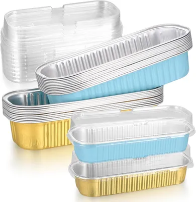 Imagen del producto de Moldes de aluminio con tapa, de 200 ml, paquete de 20 unidades, para hornear y cocinar