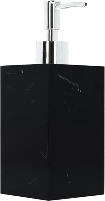 Immagine prodotto di QUVIO Distributore di sapone in marmo - Plastica - Distributore di sapone - Accessori per il bagno - Accessori per la toilette - Accessori per la cucina - Plastica - Nero con argento e bianco - 7,5 x 7,5 x 19 cm