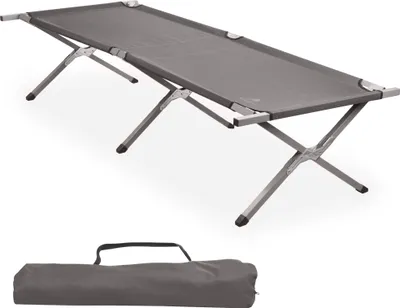 Image de Lit de camp CampFeuer XXL avec sac de transport, gris, charge maximale 200kg, 210 x 82,5 x 45 cm, lit pliant