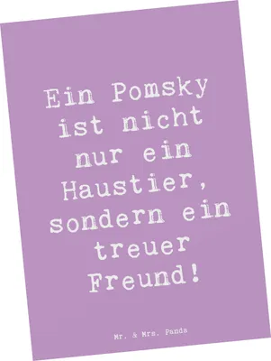 Produktbild von Mr. & Mrs. Panda Postkarte Spruch Pomsky Freund - Lavendeltraum - Geschenk, kunstkarte, Hunderasse, charmant, Postkarten, bildkarte, Hundeliebhaber, Hunderassen Charakter