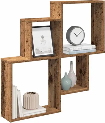 Productafbeelding van Maison Exclusive - Wandplank, uitstraling oud hout, 80x15x78,5 cm, houtvezelplaat