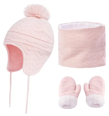 Image de Omgoods - Ensemble bonnet et écharpe tricotés pour bébés, avec oreilles décoratives