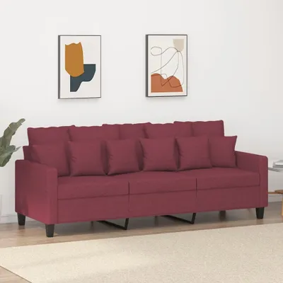 Imagen del producto de Maison Exclusive: Sofá de 3 plazas, color burdeos, 180 cm, tapizado en tela