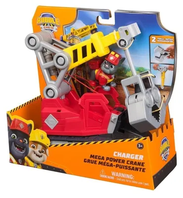 Produktbild von Rubble & Crew - Chargers 2-in-1 Mega Kran, Premium Baufahrzeug mit abnehmbarer Baggerkralle und Presslufthammer sowie Charger Hundefigur, Kranwagen, 3 Jahr(e), Kunststoff, Mehrfarbig
