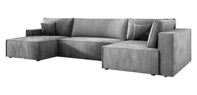 Obrázek produktu pro Rohová sedačka ve tvaru U s funkcí spaní Cord COBRA XL 150x400 cm, obývací část ve tvaru U, rohová sedačka ve tvaru U, sedačka XXL, čalouněný roh, sedačka - pravá světle šedá PS55
